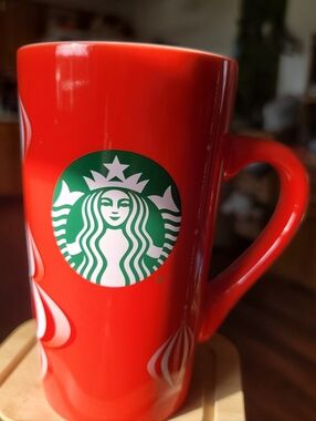 NWOT. 2024 Starbucks Red Tall Holiday Logo Ceramic Mug.  16 Oz.